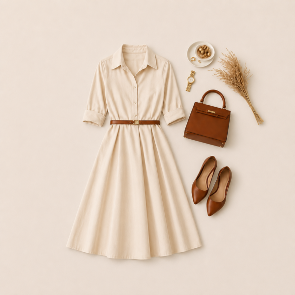 Sage Elegance Shirt Dress